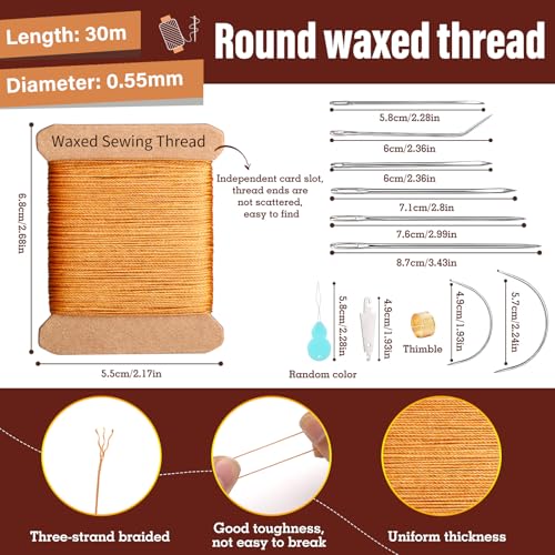 Waxed Thread 32 Yard 0.55mm Round Heavy Duty Leather Thread
