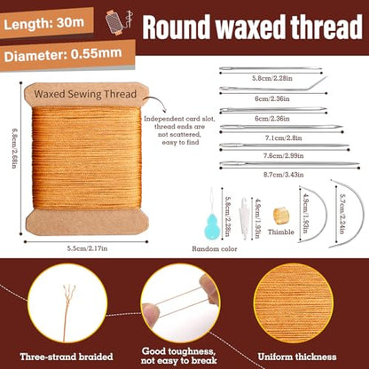 Waxed Thread 32 Yard 0.55mm Round Heavy Duty Leather Thread