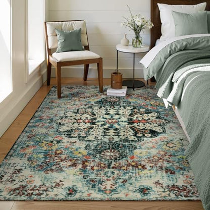 Reine Bohemian Floral Medallion Area Rug