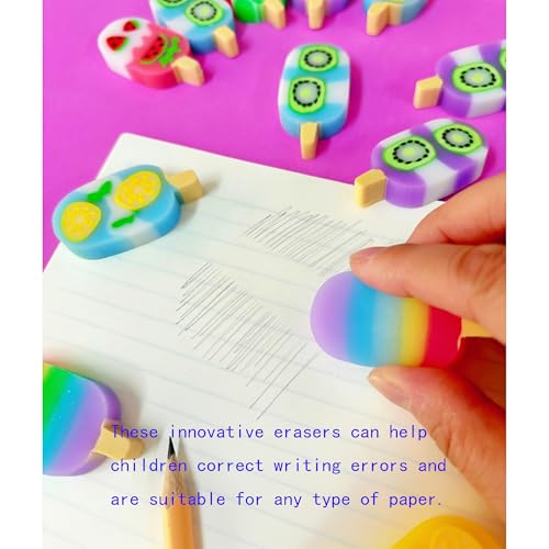 24PCS Cute Fun ice Cream Erasers for Kids Bulk (24 Count)