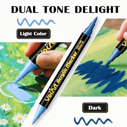 60 Colors Acrylic Paint Markers Brush Tip Paint Pens (30 Count)