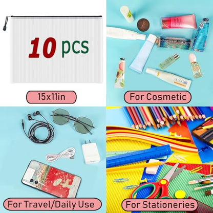 10 Pcs Zipper File Bags (10 Count)