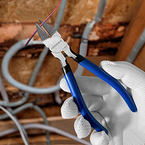 Wire Cutters 2 Pack KAIHAOWIN 6 Inch Wire Cutters Set Spring Loaded Wire Snips Diagonal Cutting Pliers Dikes Precision Wire Clippers Small Flush Cutter for Cutting Wires (2 Count)