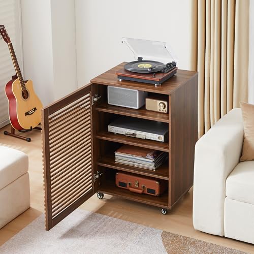 5 Tier AV Media Cabinet with Grille Door & Adjustable Shelves
