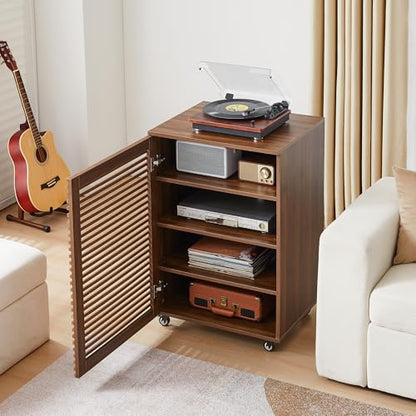 5 Tier AV Media Cabinet with Grille Door & Adjustable Shelves