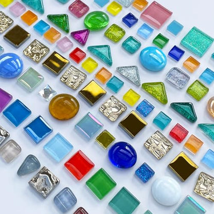 1.1 LB Irregular Glass Mosaic Tiles for Creative Crafts (17.6 Ounce)