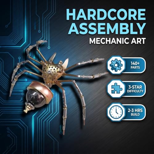 Steampunk 3D Metal Spider Puzzle 140+ Pcs Mechanical DIY Assembly Model Kit 2 (140 Count)