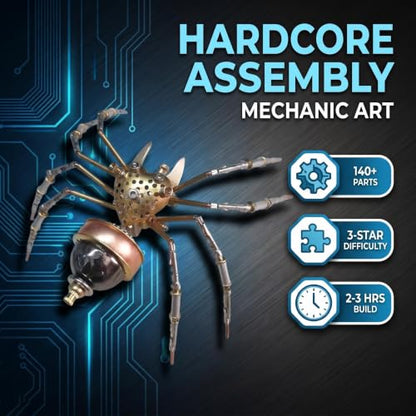 Steampunk 3D Metal Spider Puzzle 140+ Pcs Mechanical DIY Assembly Model Kit 2 (140 Count)