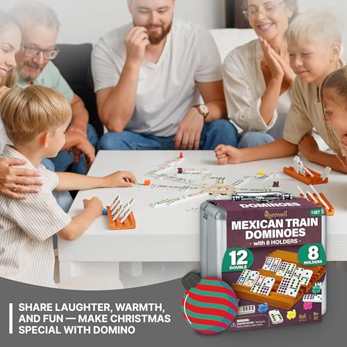 Mexican Train Dominoes Set with 8 Holders