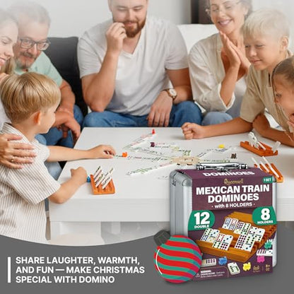 Mexican Train Dominoes Set with 8 Holders