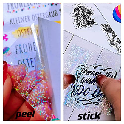 36 Sheets Holographic Sticker Paper Clear Self (36 Count)