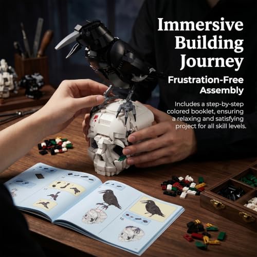 Skull Roses Flower & Raven Building Set