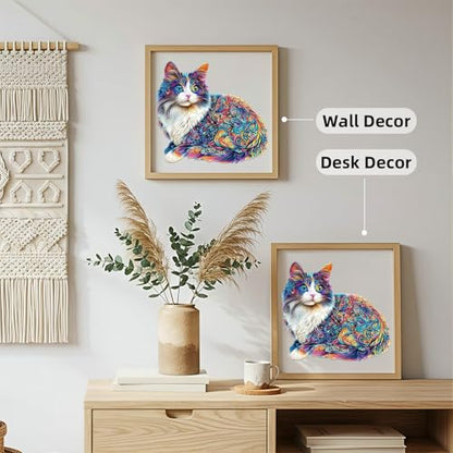 Lazy Cute Cat Adults Gifts Wooden 240 Pieces 13.4 * 12.2in (240 Count)