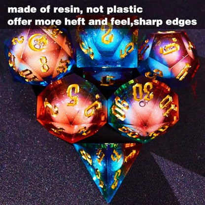 Gradual Magic Red Moon Liquid Core DND Dice Sets for Role Playing Games