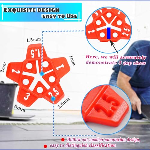 Tile Spacers 300pcs Reusable Multi Size Horseshoe U Shape Plastic Shims Upgraded 5 Sizes in 1 Spacer Tile Cross Spacer Floor Tile Leveling (300 Count)