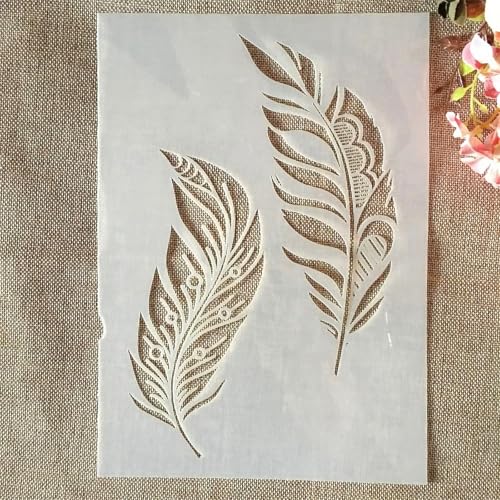 A4 Reusable Two Feathers Stencil for Painting