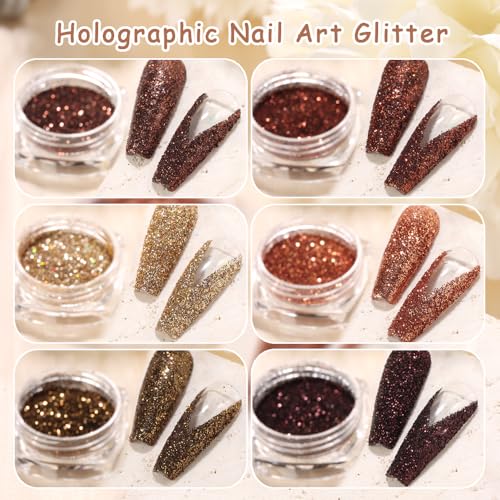 6 Colors Holographic Nail Art Glitter
