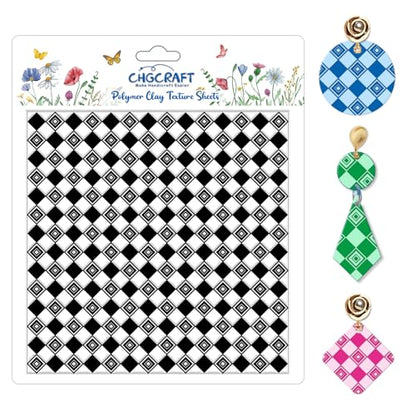 Daily Simple Plaid Style Polymer Clay Texture Sheets Geometric Pattern Silicone Texture Stamp Clay Texture Mat Modeling Pattern Pad Sheets for Jewelry and Earrings Tools