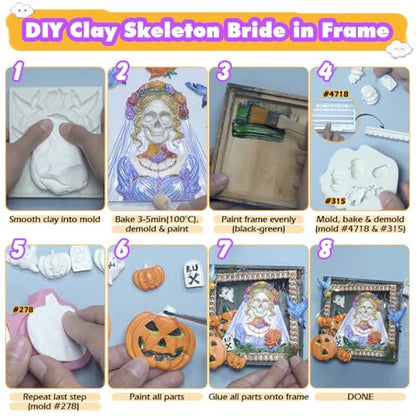 Skeleton Bride and Groom Clay Molds for Crafts (2 Count)