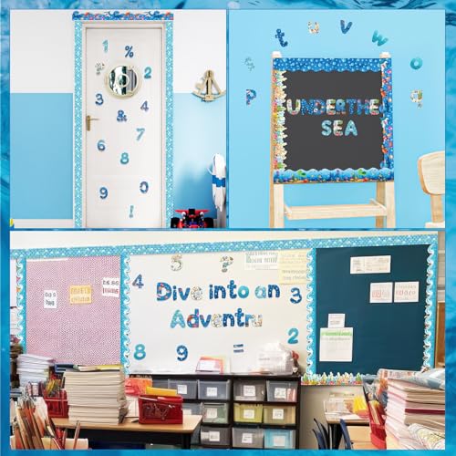 221 Pcs Ocean Bulletin Board Letters for Classroom Wall (221 Count)