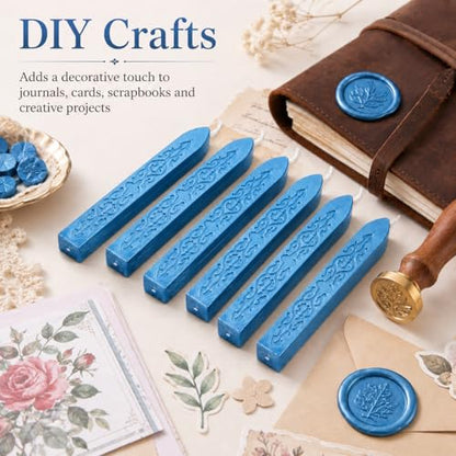 6 Pack Pattern Wick Sealing Wax Sticks for Wax Seal Stamp (6 Count)