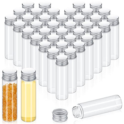 100 Pcs Small Clear Vials Spice Mini Jars with Lids Mini Glass Bottles with Screw Aluminum Metal Caps Tiny Jars Sample Containers for Powder Cream Cosmetic Jewelry Wedding (100 Count)