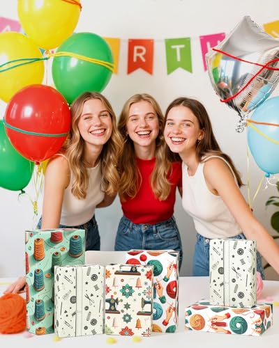 12 Sheets Sewing Theme Wrapping Paper (12 Count)