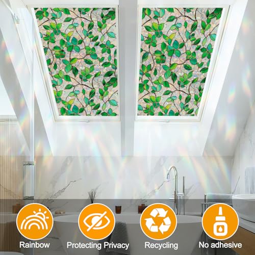 Window Privacy Film with Installation Tools Home Decorative Colored Glass Window Stickers Reusable electrostatic Rainbow Stickers
