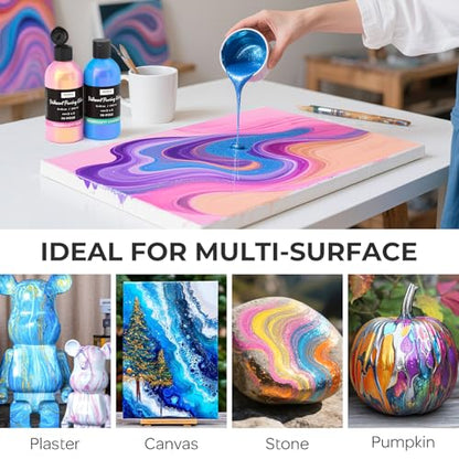 8 Colors Iridescent Metallic Acrylic Pour Paint Supplies Kit 8.45oz (67.6 Fl Oz)