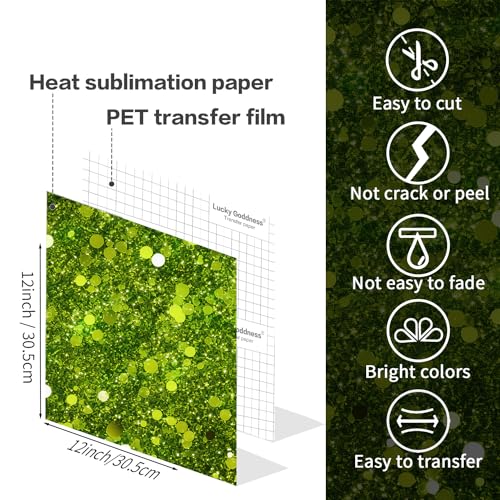 Glitter Sublimation Transfer Sheets for Heat Press Machine (12 Count)