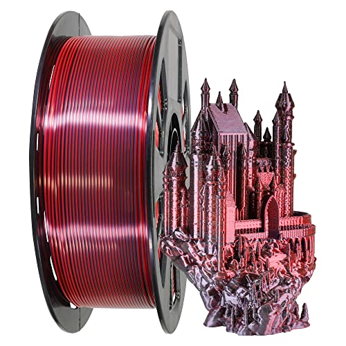 3D Printing Silk PLA Shiny Red Black 2 Colors in 1 Coextrusion 3D Filament (35.27 Ounce)