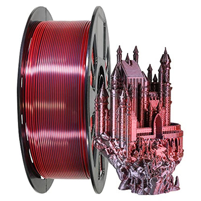 3D Printing Silk PLA Shiny Red Black 2 Colors in 1 Coextrusion 3D Filament (35.27 Ounce)