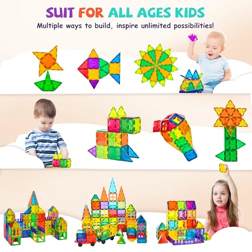 120Pcs Magnetic Tiles Magnetic 3D Building Blocks Set