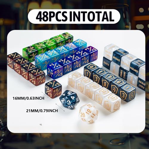 62 PCS MTG Dice Counters Set Keyword Tokens Abilities Life Counter 1 (62 Count)