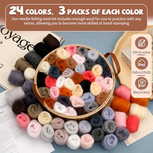 72 Pcs Needle Felting Wool (72 Count)