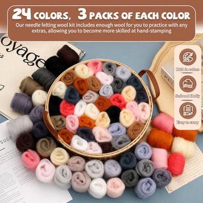 72 Pcs Needle Felting Wool (72 Count)