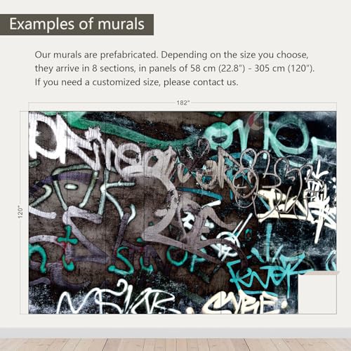 Black and White Art Graffiti Wallpaper wall murals for Bathroom 182"x120"