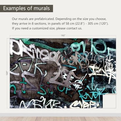 Black and White Art Graffiti Wallpaper wall murals for Bathroom 182"x120"