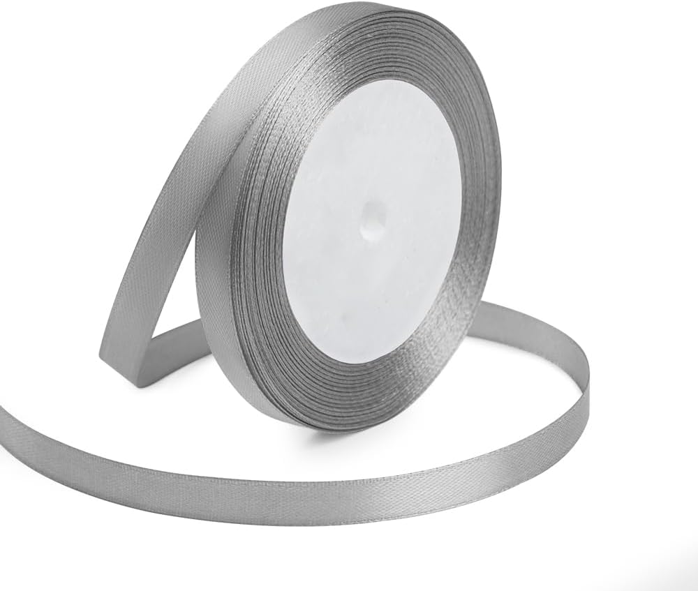 KMER LIFE 3/8 Inches x 25 Yards Silvery Satin Ribbon Solid Fabric Ribbons for Crafts, Wedding Decor, DIY Hair Accessories, Sewing, Gift Package Wrapping, Valentine's Day Bouquet and More - Crafty Corner