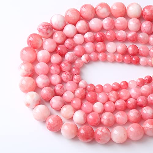 45pcs 8mm Natural Pink White Persian Jade Gemstone Beads Round Loose Spacer Beads for Jewelry Making DIY Bracelets Necklaces 15"