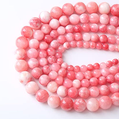 36pcs 10mm Natural Pink White Persian Jade Gemstone Beads Round Loose Spacer Beads for Jewelry Making DIY Bracelets Necklaces 15"
