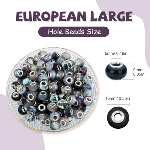 Black Mix Large Hole Beads (100 Count)