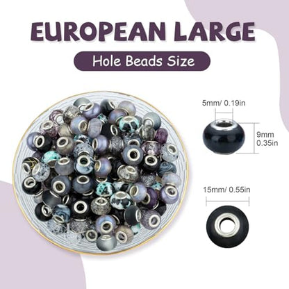 Black Mix Large Hole Beads (100 Count)