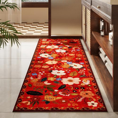 Runner Rug for Hallways Kitchen Rug Non Slip 2'x 6' Washable Runner Rugs with Rubber Backing Soft Floral Carpet Runner for Hallways