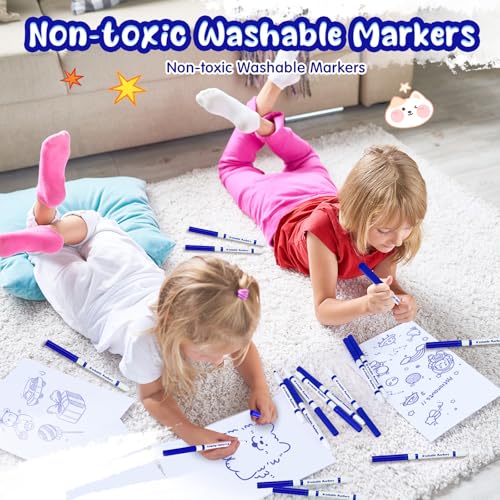 18 Pcs Line Washable Markers Blue Fine Tip Markers for Kid (18 Count)