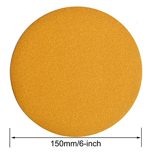 6-Inch No-Hole Hook and Loop Gold Sanding Discs 150-Grit, 100-Pack (100 Count)