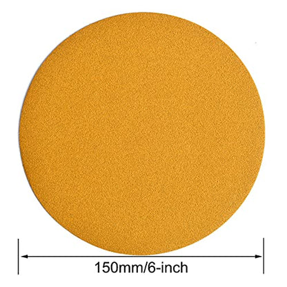6-Inch No-Hole Hook and Loop Gold Sanding Discs 150-Grit, 100-Pack (100 Count)