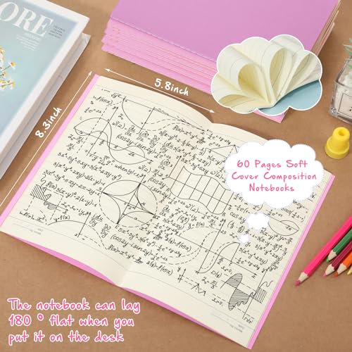 100 Pack A5 Composition Notebooks Bulk 5"x8" Notebooks Pink (100 Count)