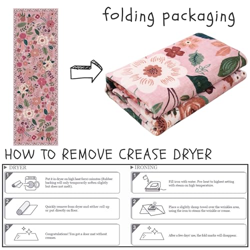 Runners for Hallways Kitchen Runner Rug Non Slip 2'x 10' Long Washable Rugs with Rubber Backing Soft Floral Carpet Runner for Hallways