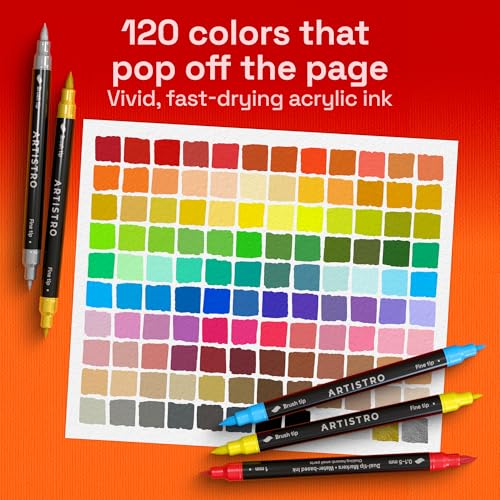 120 Dual Tip Acrylic Paint Marker Pens for Drawing (120 Count)